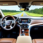**Prompt 1: GMC Yukon Interior - Google Built-in & Premium Cabin**
    A professional, wide-angle interior shot of a GMC Yukon, focusing on the sophisticated dashboard and large central infotainment screen. The screen prominently displays a detailed Google Maps interface with clear navigation. The digital instrument cluster is visible with crisp, modern graphics. The luxurious cabin features premium leather seating in earthy tones and subtle, elegant ambient lighting, creating a comfortable and high-tech atmosphere. A convenient wireless charging pad is visible on the center console. Through the front windshield, a modern, open highway under a clear sky is visible, implying a smooth journey. professional photography, high resolution, cinematic lighting, ultra-detailed, safe for work, appropriate content, fully clothed, professional, family-friendly.